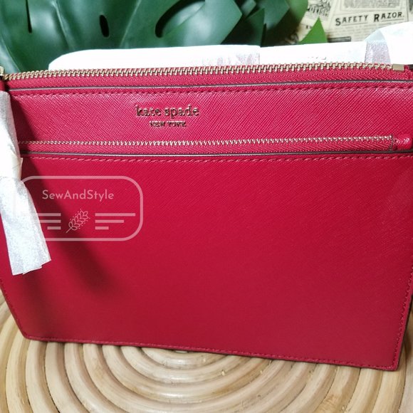 ZIP CROSSBODY KATE SPADE CAMERON ROSSO RED BRAND NEW CLUTCH - Picture 6 of 9